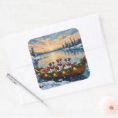 Jack Russell Terrier Christmas Boat Holiday Vierkante Sticker (Envelop)