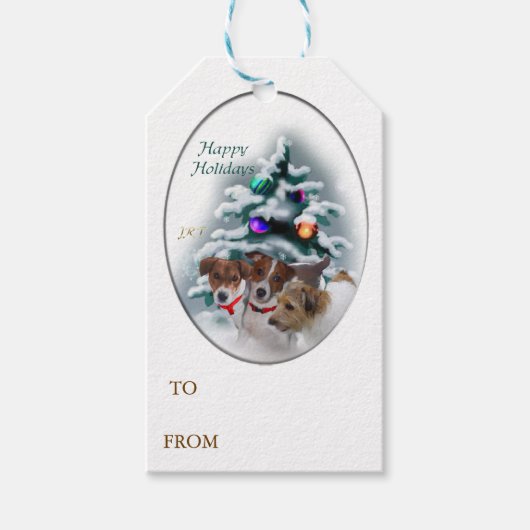 Jack Russell Terrier Christmas Cadeaulabel (Voorkant)