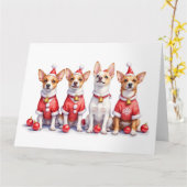 Jack Russell Terrier Christmas Dress Santa Hat Kaart (Gele Bloem)