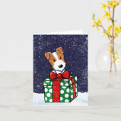 Jack Russell Terrier Christmas Kaart (Gele Bloem)