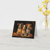 Jack Russell Terrier Christmas Kaart (Gele Bloem)