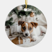 Jack Russell Terrier Christmas Keramisch Ornament (Voorkant)