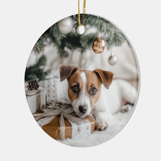 Jack Russell Terrier Christmas Keramisch Ornament (Links)