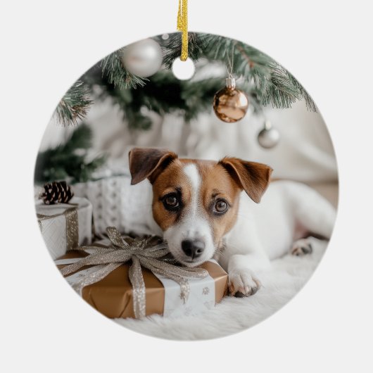 Jack Russell Terrier Christmas Keramisch Ornament (Achterkant)