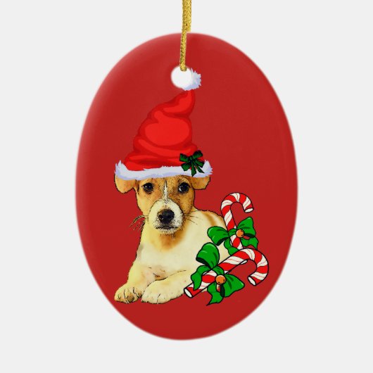 Jack Russell Terrier Christmas Keramisch Ornament (Voorkant)