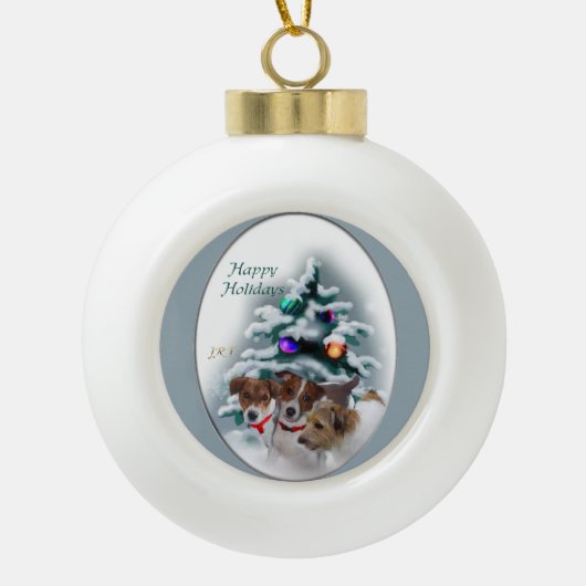 Jack Russell Terrier Christmas Keramische Bal Ornament (Voorkant)