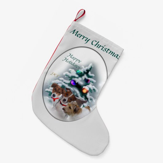 Jack Russell Terrier Christmas Kleine Kerstsok (Voorkant (Hangend))