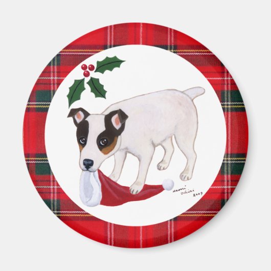 Jack Russell Terrier Christmas Magneet (Voorkant)