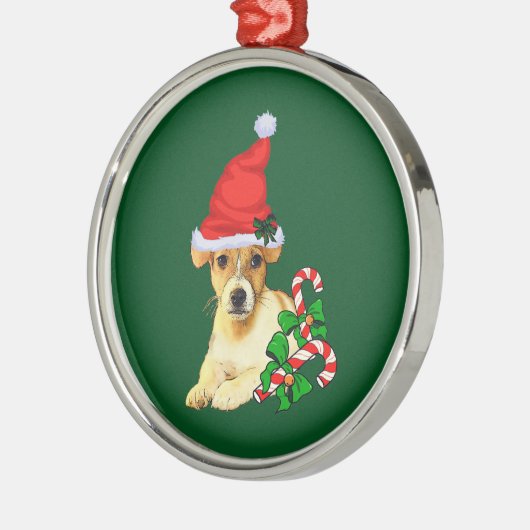 Jack Russell Terrier Christmas Metalen Ornament (Links)