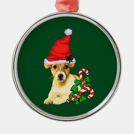 Jack Russell Terrier Christmas Metalen Ornament (Voorkant)