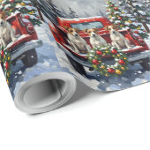 Jack Russell Terrier Christmas Red Truck Holiday Cadeaupapier (Rol Hoek)