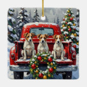 Jack Russell Terrier Christmas Red Truck Holiday Keramisch Ornament (Achterkant)