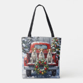 Jack Russell Terrier Christmas Red Truck Holiday Tote Bag (Achterkant)