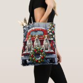 Jack Russell Terrier Christmas Red Truck Holiday Tote Bag (Dichtbij)