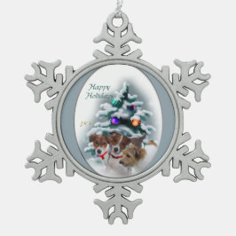 Jack Russell Terrier Christmas Tin Sneeuwvlok Ornament