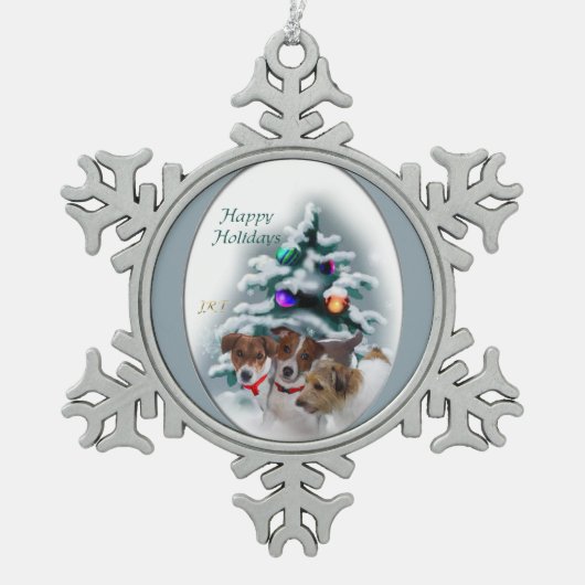 Jack Russell Terrier Christmas Tin Sneeuwvlok Ornament (Voorkant)