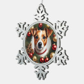 Jack Russell Terrier Christmas Tin Sneeuwvlok Ornament (Rechts)