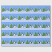 Jack Russell Terrier die kerstboom decorteert Cadeaupapier (Vlak)