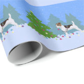 Jack Russell Terrier die kerstboom decorteert Cadeaupapier (Rol Hoek)