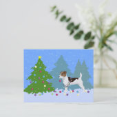 Jack Russell Terrier die kerstboom deinst Feestdagenkaart (Staand voorkant)