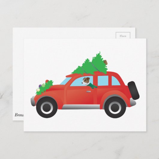 Jack Russell Terrier die met Kerstmis rijdt Feestdagenkaart (Voorkant / Achterkant)