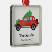 Jack Russell Terrier die met Kerstmis rijdt Metalen Ornament (Rechts)