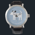 Jack Russell Terrier Dog - aangepaste tekst Horloge<br><div class="desc">Een schattige Jack Russell of Parson Terrier-hond op een blauwe achtergrond. Ideaal voor je favoriete hond moeder of hondenvader. Verander of verwijder de tekst om aan te passen.</div>