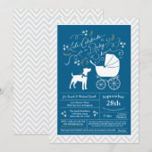 Jack Russell Terrier Dog Baby shower Blue Boy Kaart (Voorkant / Achterkant)