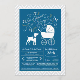 Jack Russell Terrier Dog Baby shower Blue Boy Kaart