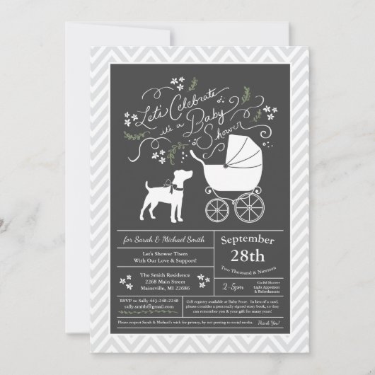 Jack Russell Terrier Dog Baby shower Kaart (Voorkant)