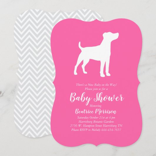 Jack Russell Terrier Dog Baby shower Pink Girl Kaart (Voorkant / Achterkant)