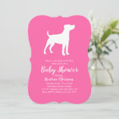 Jack Russell Terrier Dog Baby shower Pink Girl Kaart (Staand voorkant)