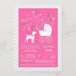 Jack Russell Terrier Dog Baby shower Pink Girl Kaart