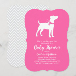 Jack Russell Terrier Dog Baby shower Pink Girl Kaart