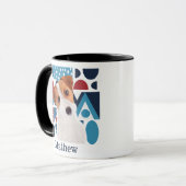 Jack Russell Terrier Dog Blue en Red Geometric Mok (Voorkant links)