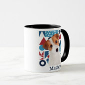 Jack Russell Terrier Dog Blue en Red Geometric Mok (Voorkant rechts)