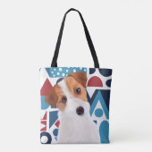Jack Russell Terrier Dog Blue en Red Geometric Tote Bag (Achterkant)
