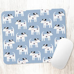 Jack Russell Terrier Dog Blue Muismat<br><div class="desc">Een schattig maar pittig Jack Russell Terrier-hondenpatroon op een blauwe achtergrond. Deze mooie kleine jongen worden ook Parson Russell Terriers genoemd. Originele kunst van Nic Squirrell.</div>