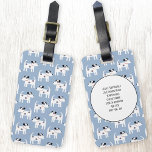 Jack Russell Terrier Dog Custom Bagagelabel<br><div class="desc">Een patroon van Jack Russell Parson Terrier honden op een blauwe achtergrond. Wijzig de contactgegevens op de achterkant om te personaliseren.</div>