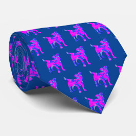 Jack Russell Terrier Dog Cute Pink Silhouette Blue Stropdas