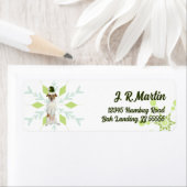 Jack Russell Terrier Dog Green-kerstadres Etiket (Insitu)