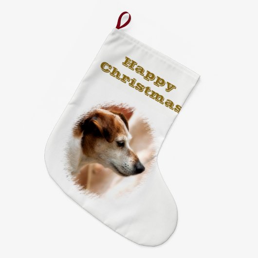 JACK RUSSELL TERRIER DOG GROTE KERSTSOK (Voorkant (Hangend))