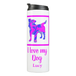 Jack Russell Terrier Dog Hot Pink&Blue Silhouette Thermosbeker