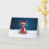 Jack Russell Terrier Dog in Snow-kerstcadeaus Kaart (Gele Bloem)