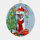 Jack Russell Terrier Dog in Snow-kerstcadeaus Keramisch Ornament (Links)