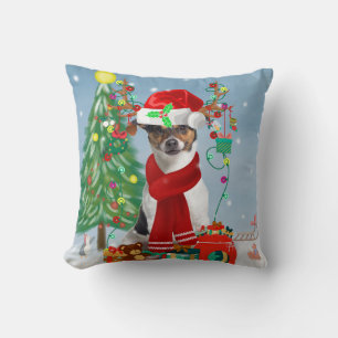 Jack Russell Terrier Dog in Snow-kerstcadeaus Kussen