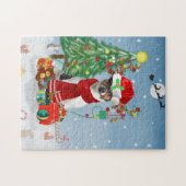 Jack Russell Terrier Dog in Snow-kerstcadeaus Legpuzzel (Horizontaal)