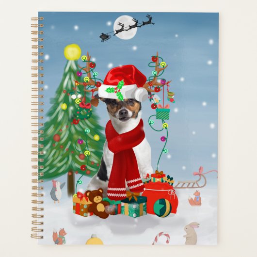 Jack Russell Terrier Dog in Snow-kerstcadeaus Planner (Voorkant)
