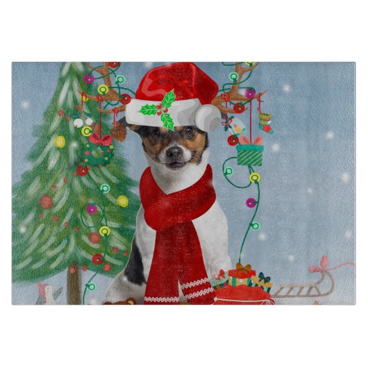 Jack Russell Terrier Dog in Snow-kerstcadeaus Snijplank (Voorkant)