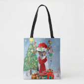 Jack Russell Terrier Dog in Snow-kerstcadeaus Tote Bag (Voorkant)